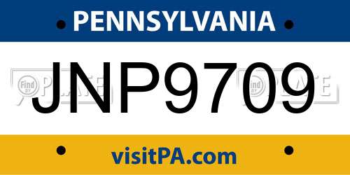 JNP9709 Pennsylvania License Plate