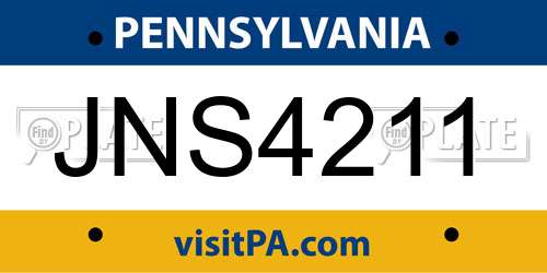 JNS4211 Pennsylvania License Plate