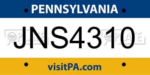 JNS4310 Pennsylvania License Plate