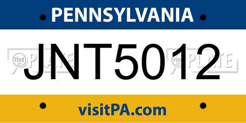 JNT5012 Pennsylvania License Plate