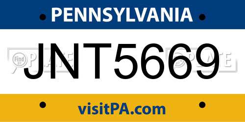 JNT5669 Pennsylvania License Plate