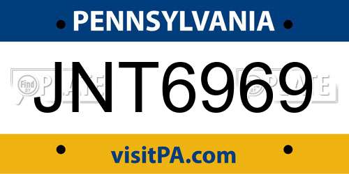 JNT6969 Pennsylvania License Plate