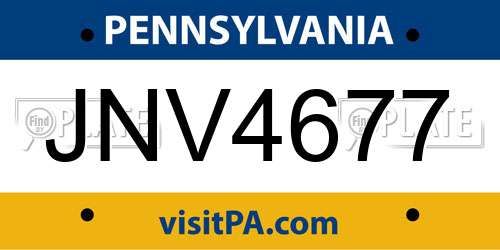 JNV4677 Pennsylvania License Plate