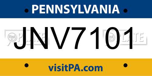 JNV7101 Pennsylvania License Plate