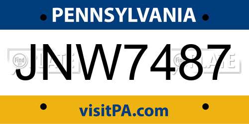JNW7487 Pennsylvania License Plate