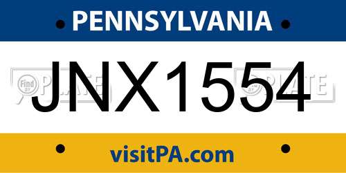 JNX1554 Pennsylvania License Plate