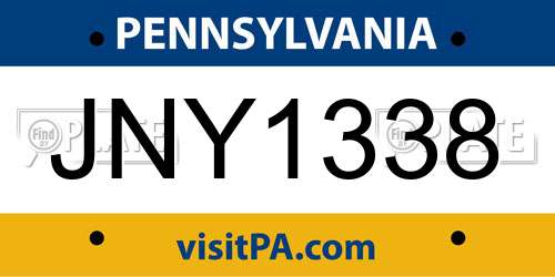 JNY1338 Pennsylvania License Plate