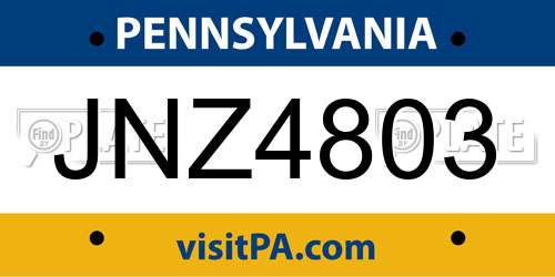 JNZ4803 Pennsylvania License Plate