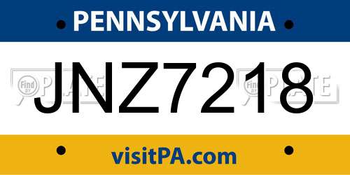 JNZ7218 Pennsylvania License Plate
