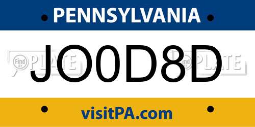 JO0D8D Pennsylvania License Plate
