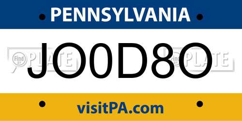 JO0D8O Pennsylvania License Plate