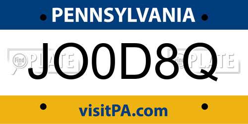 JO0D8Q Pennsylvania License Plate