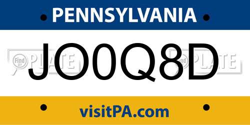 JO0Q8D Pennsylvania License Plate