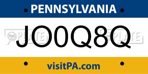 JO0Q8Q Pennsylvania License Plate