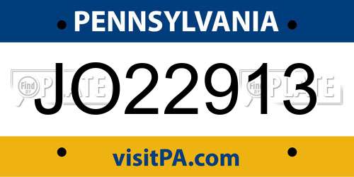 JO22913 Pennsylvania License Plate