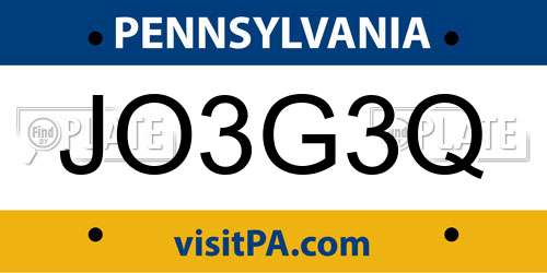 JO3G3Q Pennsylvania License Plate