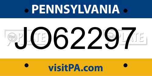 JO62297 Pennsylvania License Plate