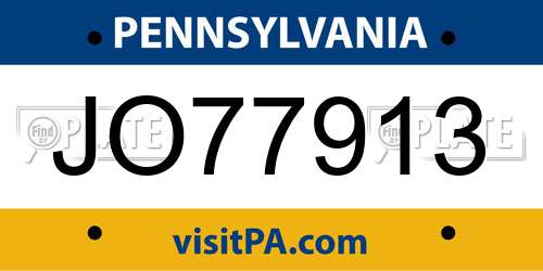 JO77913 Pennsylvania License Plate