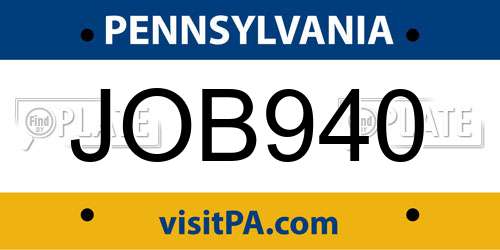 JOB940 Pennsylvania License Plate