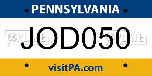 JOD050 Pennsylvania License Plate