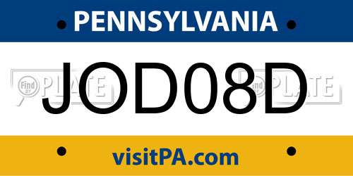 JOD08D Pennsylvania License Plate