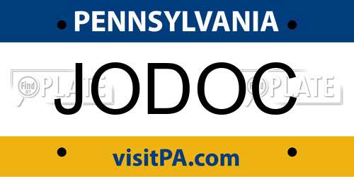 JODOC Pennsylvania License Plate