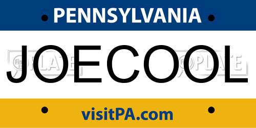 JOECOOL Pennsylvania License Plate