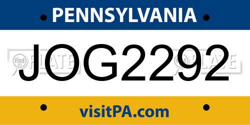 JOG2292 Pennsylvania License Plate