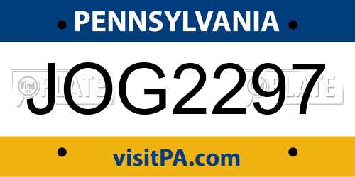 JOG2297 Pennsylvania License Plate