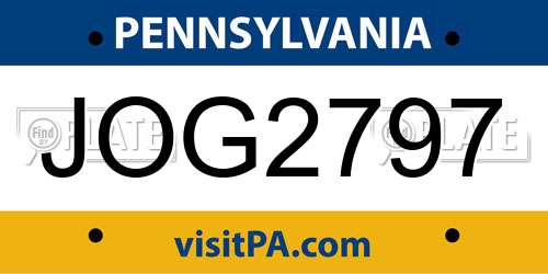 JOG2797 Pennsylvania License Plate