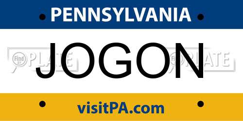 JOGON Pennsylvania License Plate