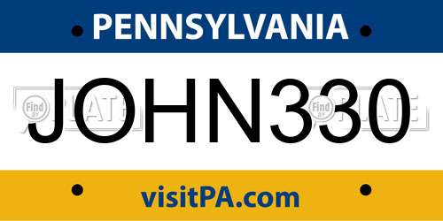JOHN330 Pennsylvania License Plate