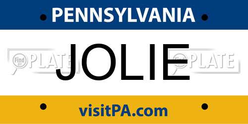 JOLIE Pennsylvania License Plate