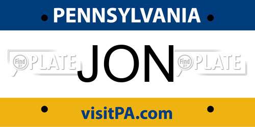 JON Pennsylvania License Plate