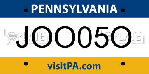 JOO05O Pennsylvania License Plate