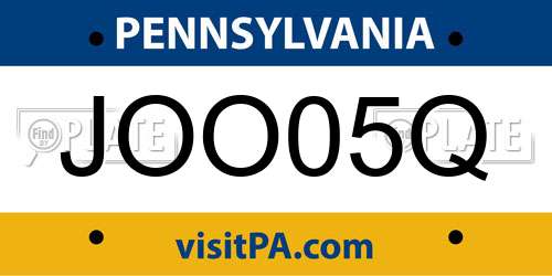 JOO05Q Pennsylvania License Plate