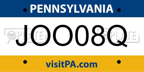 JOO08Q Pennsylvania License Plate