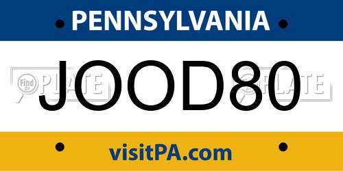 JOOD80 Pennsylvania License Plate