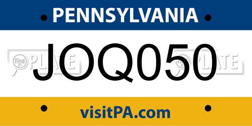 JOQ050 Pennsylvania License Plate