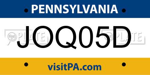 JOQ05D Pennsylvania License Plate