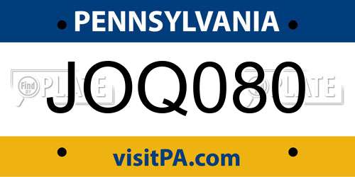 JOQ080 Pennsylvania License Plate