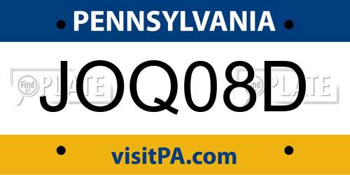 JOQ08D Pennsylvania License Plate