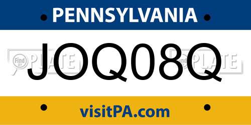JOQ08Q Pennsylvania License Plate
