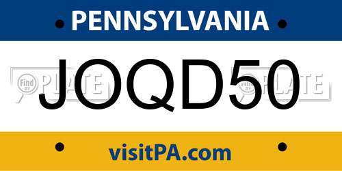 JOQD50 Pennsylvania License Plate