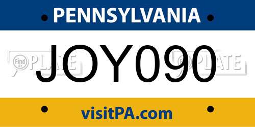 JOY090 Pennsylvania License Plate