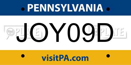 JOY09D Pennsylvania License Plate