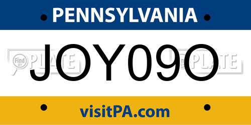 JOY09O Pennsylvania License Plate