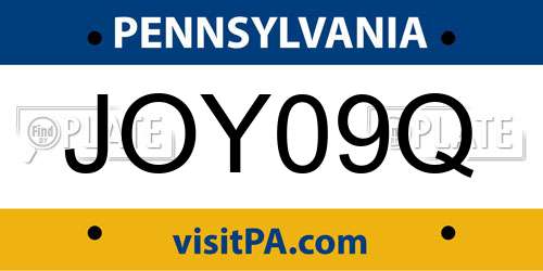 JOY09Q Pennsylvania License Plate
