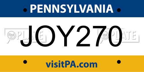 JOY270 Pennsylvania License Plate
