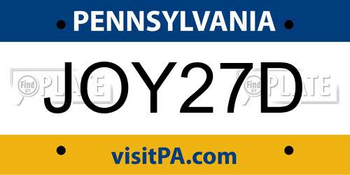 JOY27D Pennsylvania License Plate